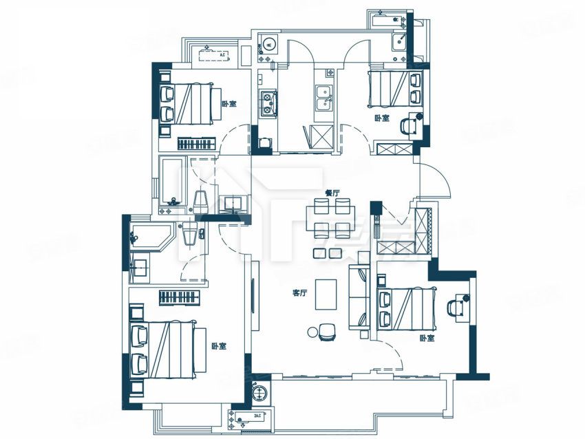 C戶型-四房兩廳兩衛(wèi)114㎡