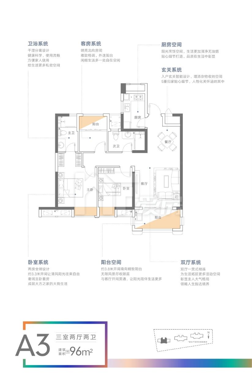 高層A3—3室2廳2衛(wèi)