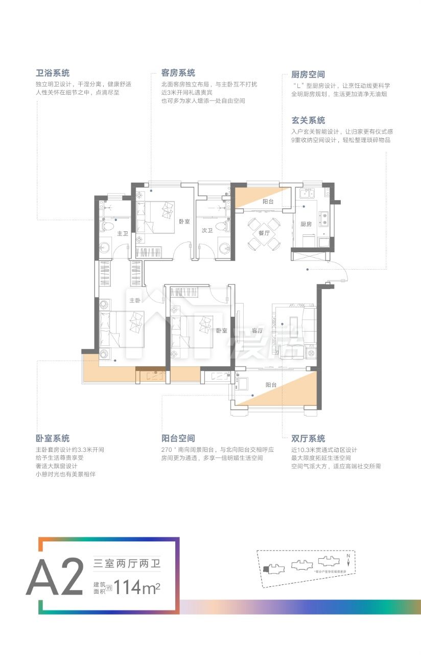 高層A1—3室2廳2衛(wèi)