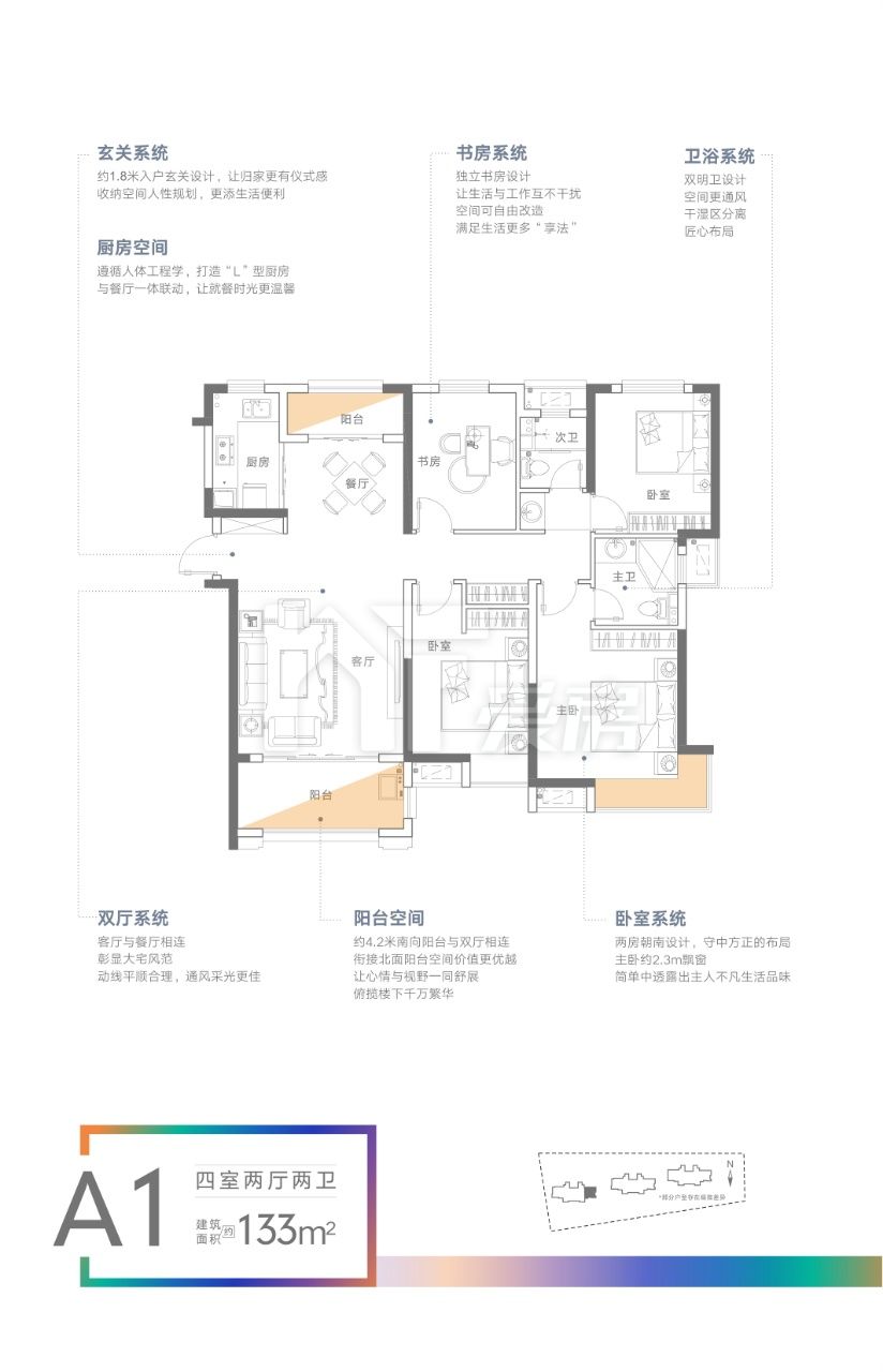 高層A2—4室2廳2衛(wèi)