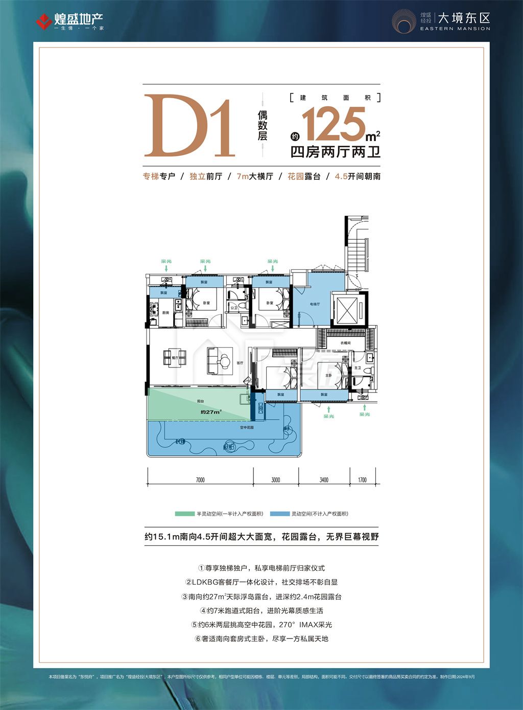 D1戶型-125㎡四房兩廳兩衛(wèi)