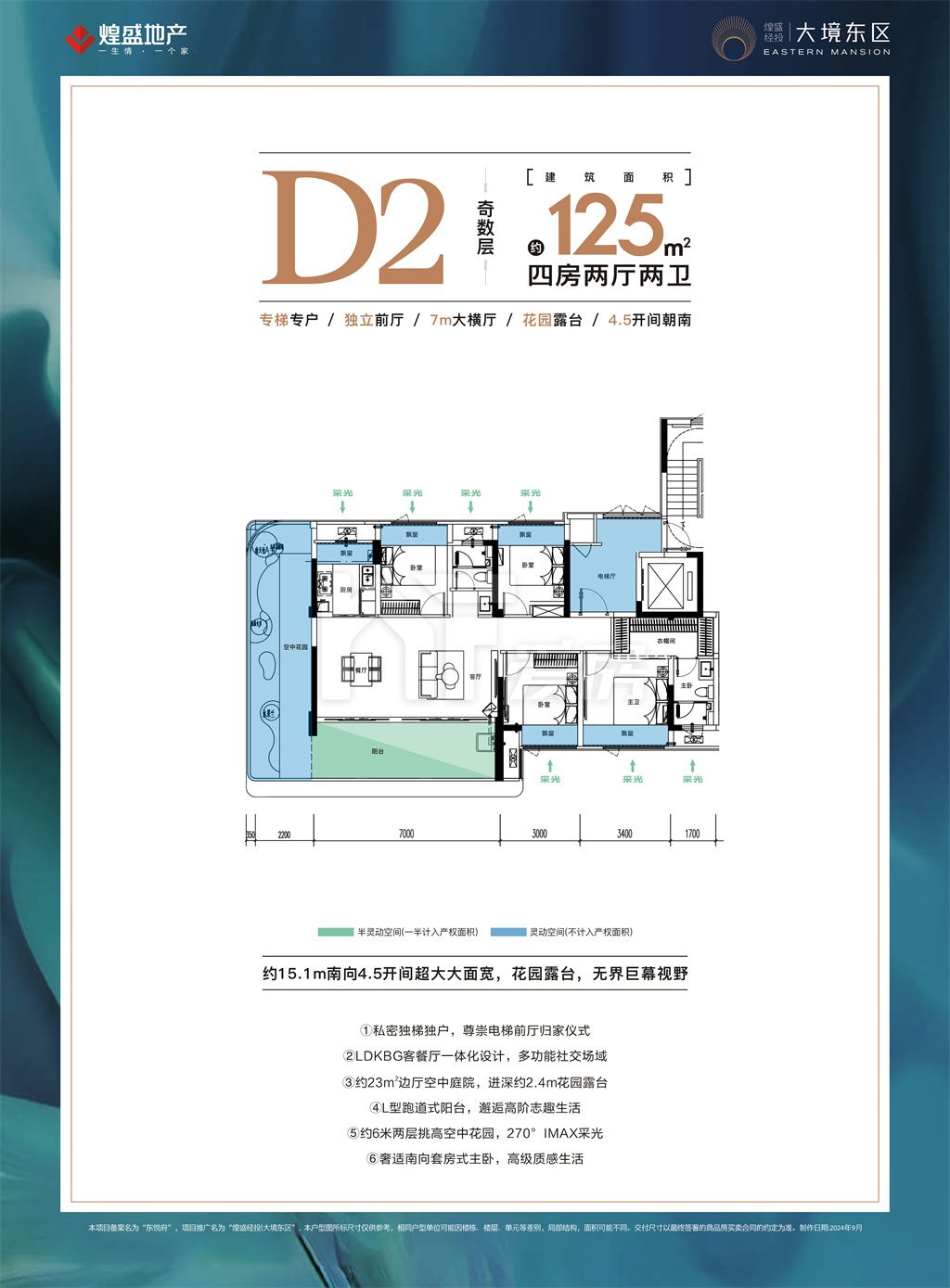 D2戶型-125㎡四房兩廳兩衛(wèi)